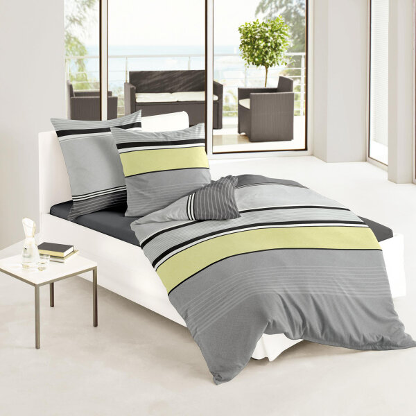 Bierbaum Biber Bettwäsche 135x200 80x80 cm Streifen grau