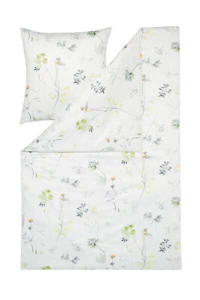 Estella Mako Satin Bettwäsche Mara in Lind 155x220+ 80x80 cm