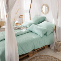 Estella Halbleinen Bettwäsche Alvaro in mint 200x200 cm