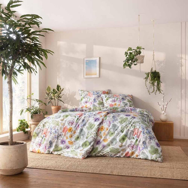 Estella Mako Satin Bio Bettwäsche Jana bunt 135x200 80x80 cm