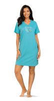 Comtessa Damen Nachtemd Kurzarm Türkis Motivdruck