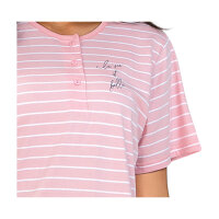 Comtessa Damen Nachtemd Kurzarm Wildrose Streifen