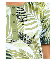 Ascafa Damen Nachtemd Kurzarm Grün Blätter