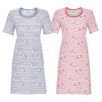 Ringella Damen Kurzarm Nachthemd Streifen 100% Baumwolle