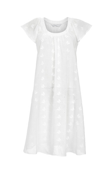 Ringella Damen Nachthemd Cotton Voile Weiß