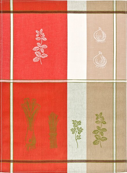 Kracht Geschirrtücher Halbleinen 50 x70 cm Gemüsestreifen rot