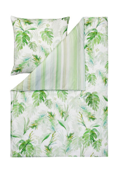 Estella Impulse Satin Bettwäsche Tropicana Grün 155x220 80x80 cm