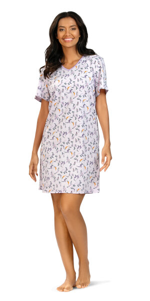 Comtessa Damen Nachtemd Kurzarm Mauve Blumen 48