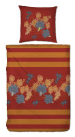 Edel Flanell Bettwäsche in rot Blumen 135x200 mit...