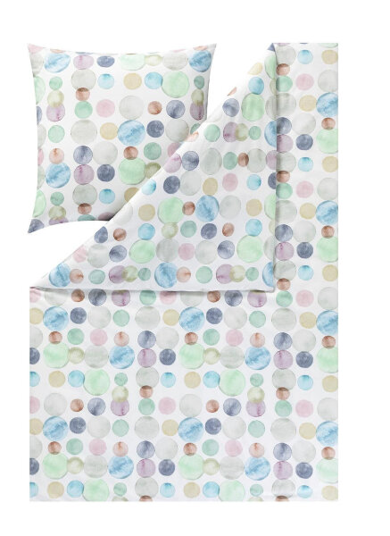 Estella Kuschel-Flanell Bettwäsche Color Dots 155x220 80x80 cm