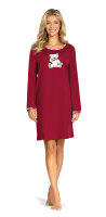 Comtessa Damen Nachtemd Langarm Teddy Rot