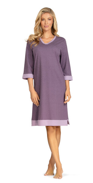 Comtessa Damen Nachtemd 3/4 Arm Violett 100% Baumwolle