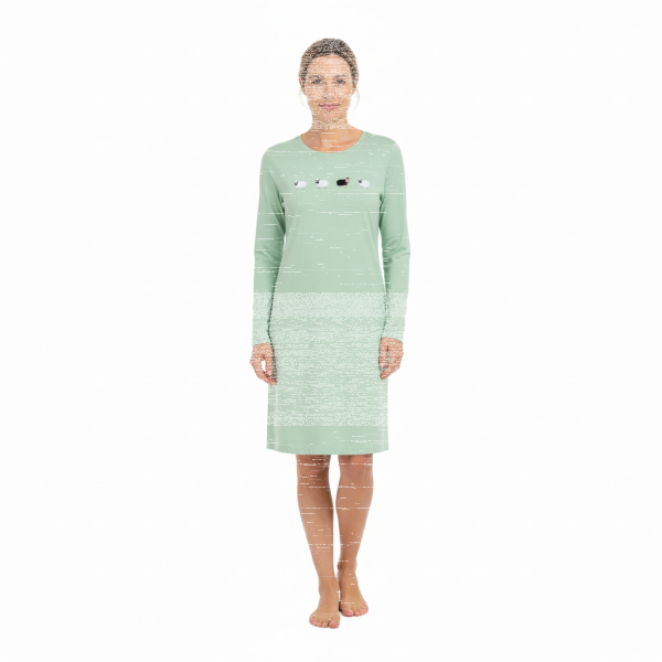 Ringella Damen Nachthemd Langarm Schafe Jade Cream