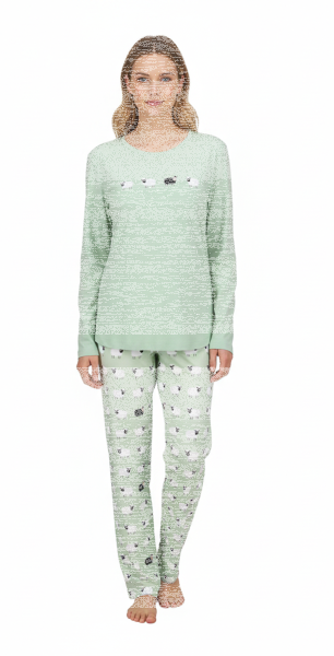Ringella Damen Schlafanzug Langarm Schafe Jade