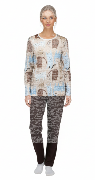 Ringella Damen Schlafanzug Langarm Katzen Bunt
