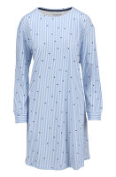 Ringella Damen Nachthemd Langarm Herzen Streifen air blue