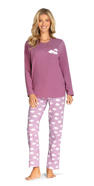 Comtessa Damen Schlafanzug Langarm Wolke Plum