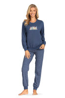 Comtessa Damen Schlafanzug Langarm Bündchen Stadt Jeans