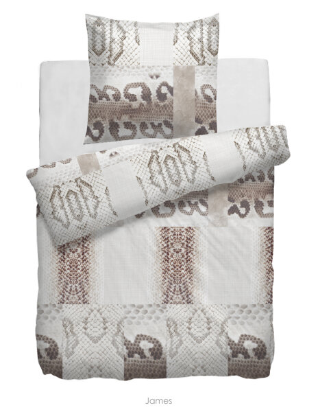 HnL Renforce Bettwäsche James  135x200 + 80x80 cm in beige