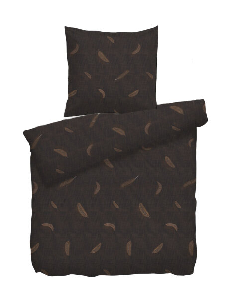 HnL Refined Satin Bettwäsche Gisela  135x200 + 80x80 cm in braun