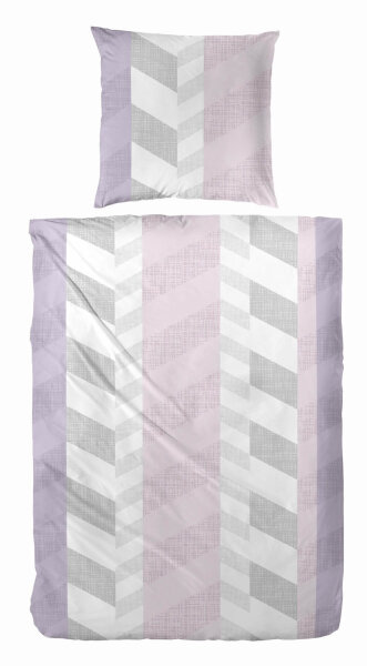 Fein Biber Bettwäsche in grau rosa 135x200 mit 80x80 cm