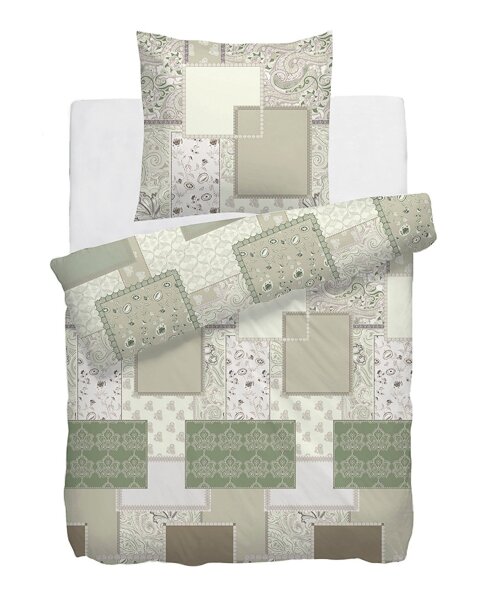 HnL Renforce Bettwäsche Finch  135x200 80x80 cm in Grün