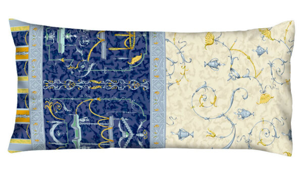 Bassetti Mako Satin Kissenbezug Oplontis V9 Blau 40x80 cm