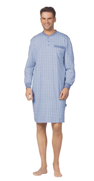 Comte 62704 Herren Nachthemd langer Arm  Blau Gr. 48 S