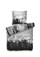 HnL Refined Satin Bettwäsche Stadt 135x200 + 80x80 cm in Grau