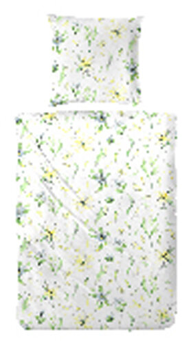 Seersucker Bettwäsche in Grün gelb Weiß Blumen 135x200 80x80 cm