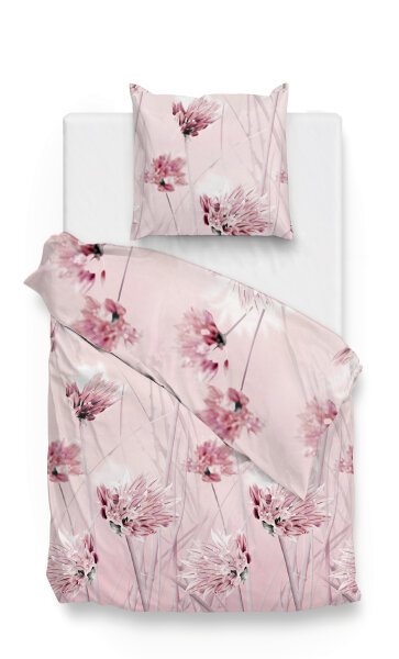 ZoHome Satin Bettwäsche Nancy Blüten  135x200 + 80x80 cm in Rosa