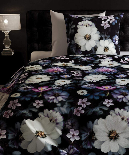 HnL Flanell Bettwäsche Amelia 135x200 + 80x80 cm in Schwarz Bunt