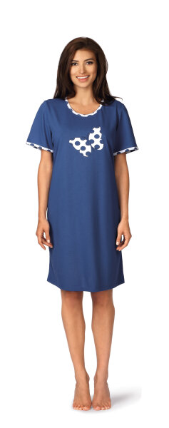 Comtessa Damen Nachthemd 191227 kurzer Arm Jeansblau Gr. 36-38 S