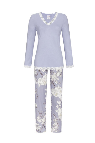 Ringella Damen Schlafanzug Langer Arm 0581211 Taubenblau 38 S