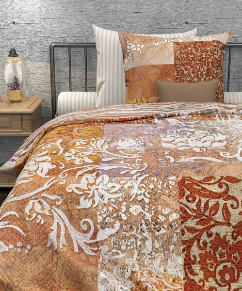 Heckett Lane Satin Bettwäsche Orido Terra 135x200 + 80x80 cm