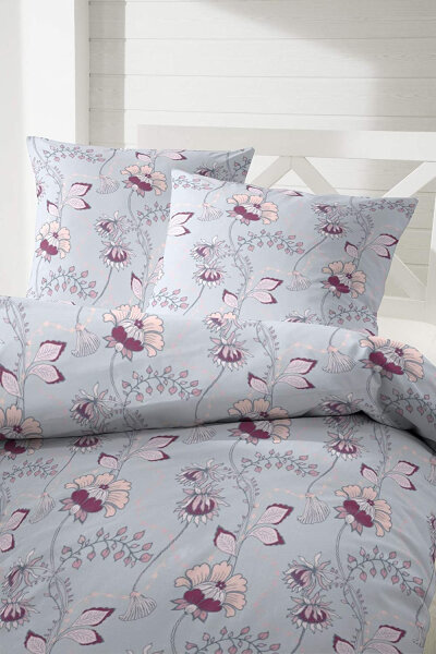 Fein Biber Bettwäsche in Silber Beere indische Blume 135x200 80x80 cm