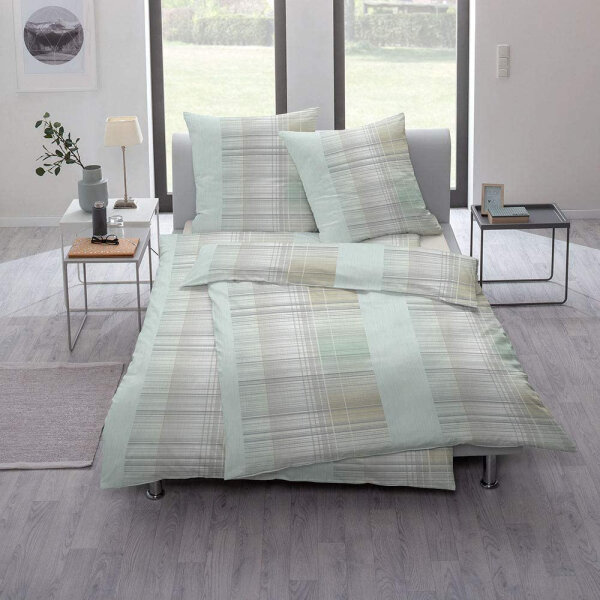 Estella Interlock Mako Jersey Bettwäsche in mint 155x220 80x80 cm