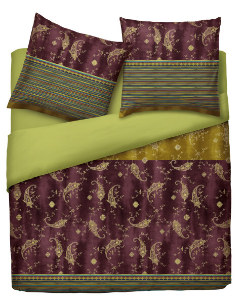 Bassetti Mako Satin Bettwäsche Gradara Bordeaux 140x200 + 70x90 cm