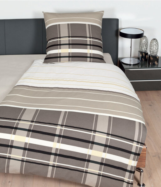 Janine Fein Biber Bettwäsche in Taupe 135x200 80x80 cm