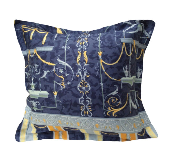 Bassetti Mako Satin Kissenbezug Oplontis V9 Blau 40x40 cm