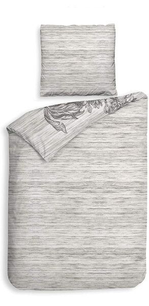 Heckett Lane Mako Satin Bettwäsche Dimont Leinen Grau Blumen