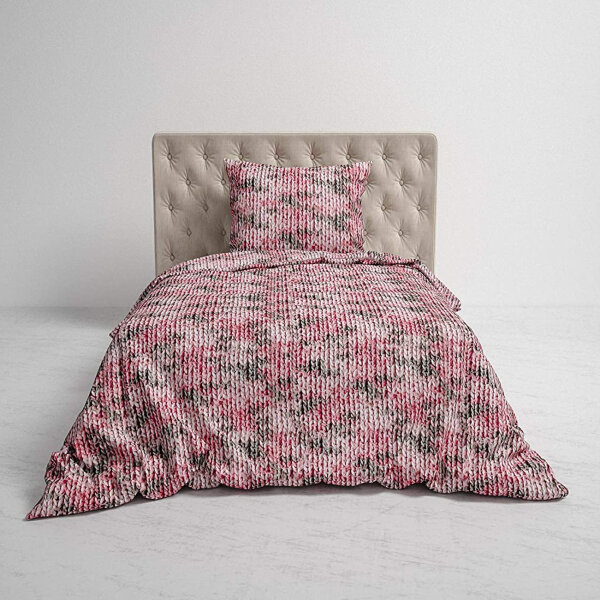 HnL Flanell Bettwäsche Colemi Pink 135x200 + 80x80 cm  Strickmuster
