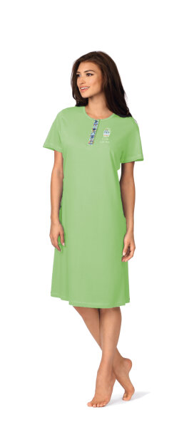 Comtessa Damen Nachthemd kurzer Arm Knopfleiste Grün 36 38 S