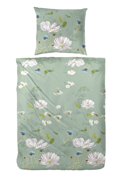 Primera Mako Satin Bettwäsche 135x200 mit 80x80 cm in Grün