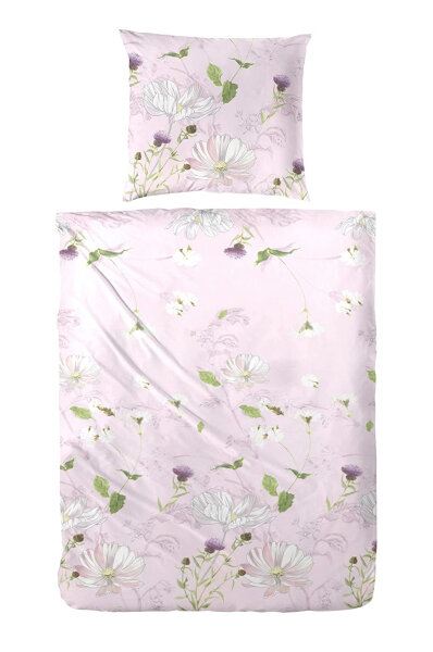 Primera Mako Satin Bettwäsche 155x220 mit 80x80 cm in Zart Rosa