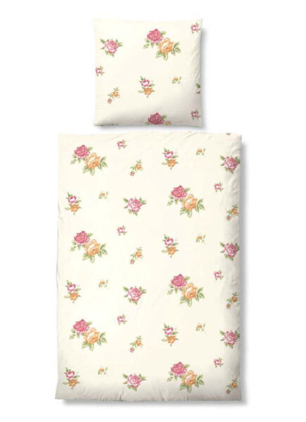 Biberna Castell Biber Bettwäsche Terra Natur Rosen 135x200 + 80x80 cm