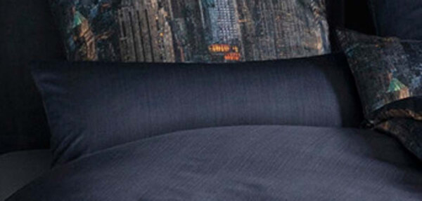 Estella Mako Satin Zusatz Kissenbezug Skyline Nachtblau Uni 40x80 cm
